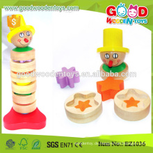 EZ1036 Heiße Verkaufs-lustige stapelnde Clown-Puppe-hölzerne Baby-Spielzeug-Blöcke